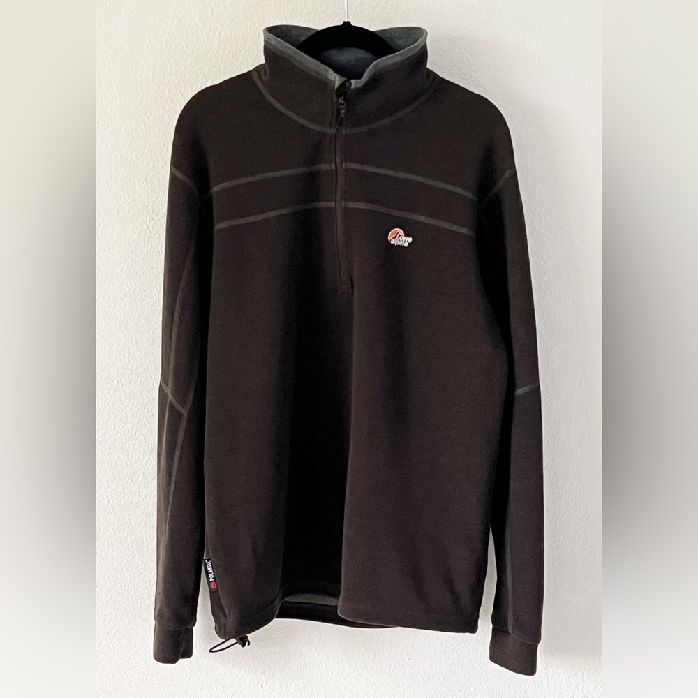 Lowe Alpine Women's Brown Quarter Zip Wool Blend Polartec Active Sweater Medium